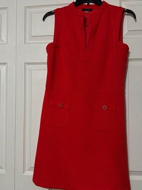 Tommy Hilfiger Vibrant Red Sleeveless Mini Dress with Pocket Accents